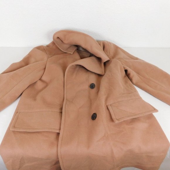 GAP Jackets & Blazers - Gap Women Light Brown Pea Coat Button Double Breasted Size M Wool Blend FLAW